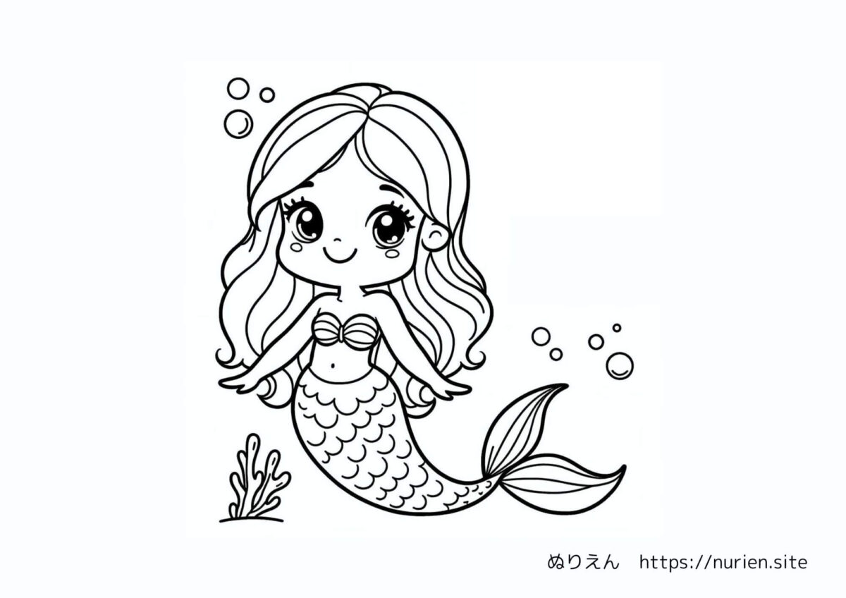 ぬりえ：人魚姫