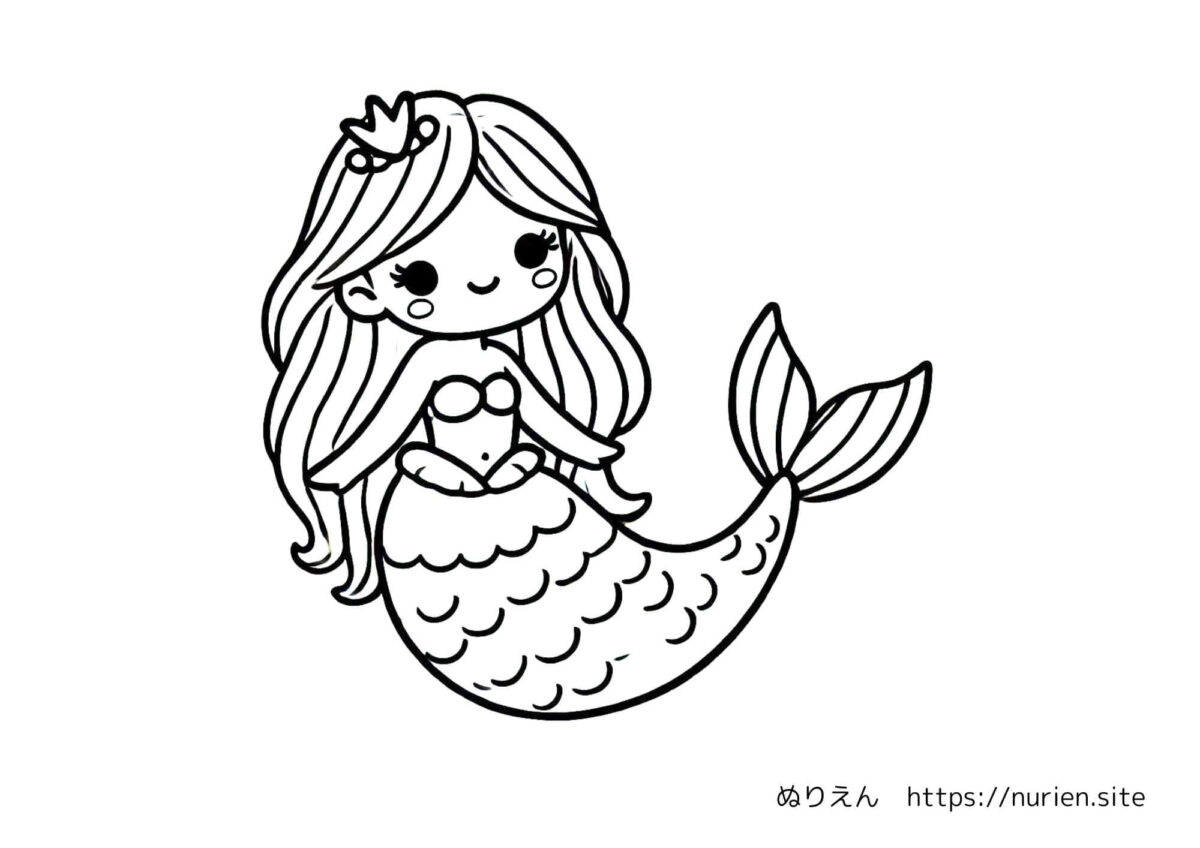 ぬりえ：人魚姫