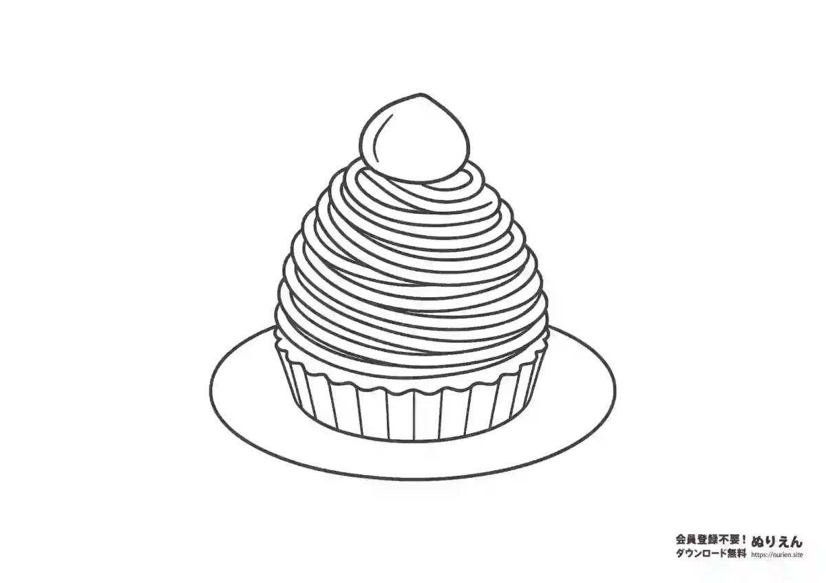 モンブラン ケーキ 栗のスイーツのぬりえ