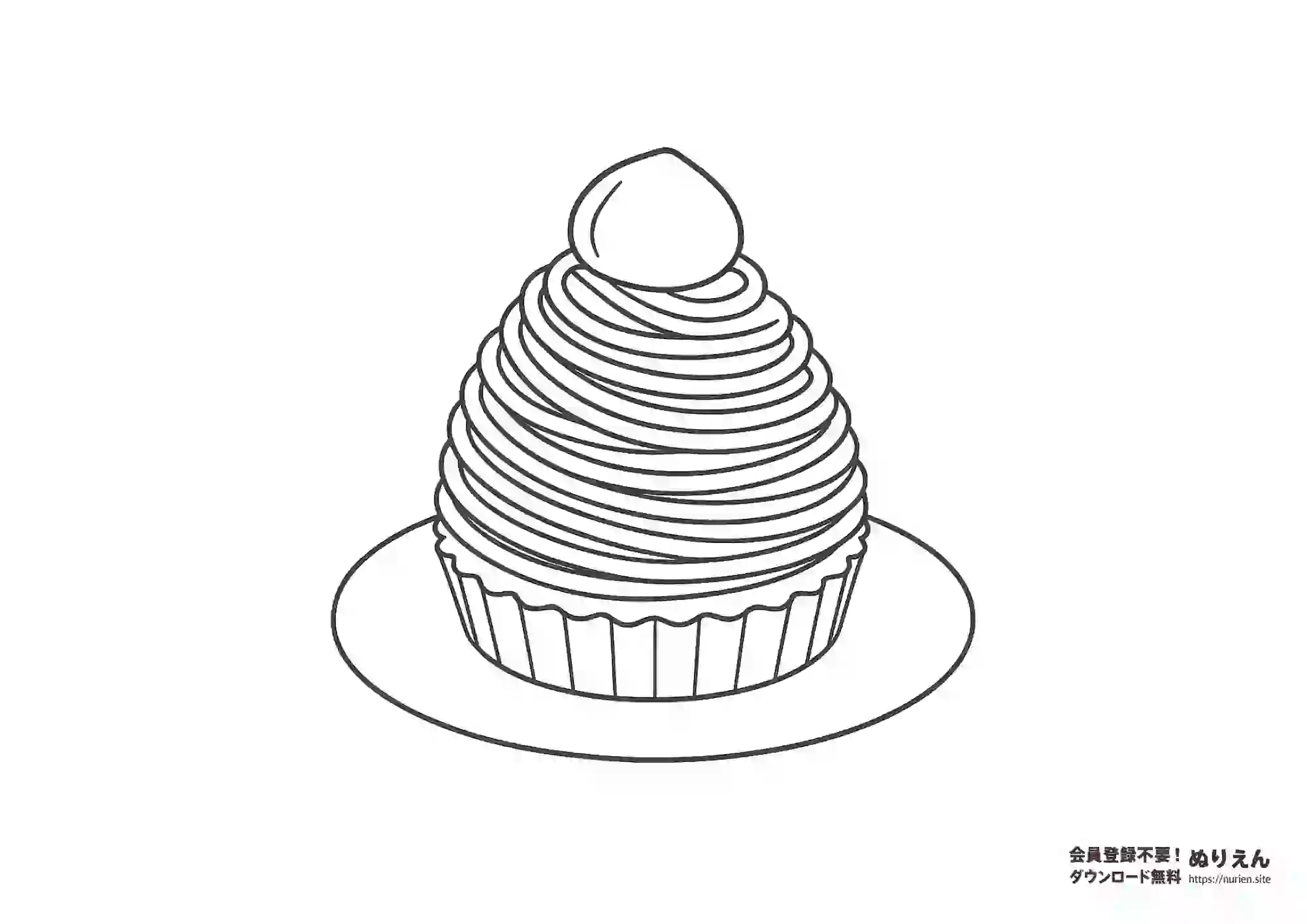 モンブラン ケーキ 栗のスイーツのぬりえ