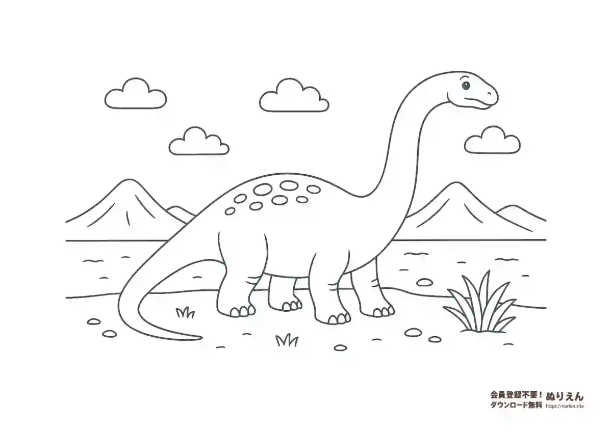 アルゼンチノサウルス ぬりえ 無料 子ども向け 恐竜 塗り絵