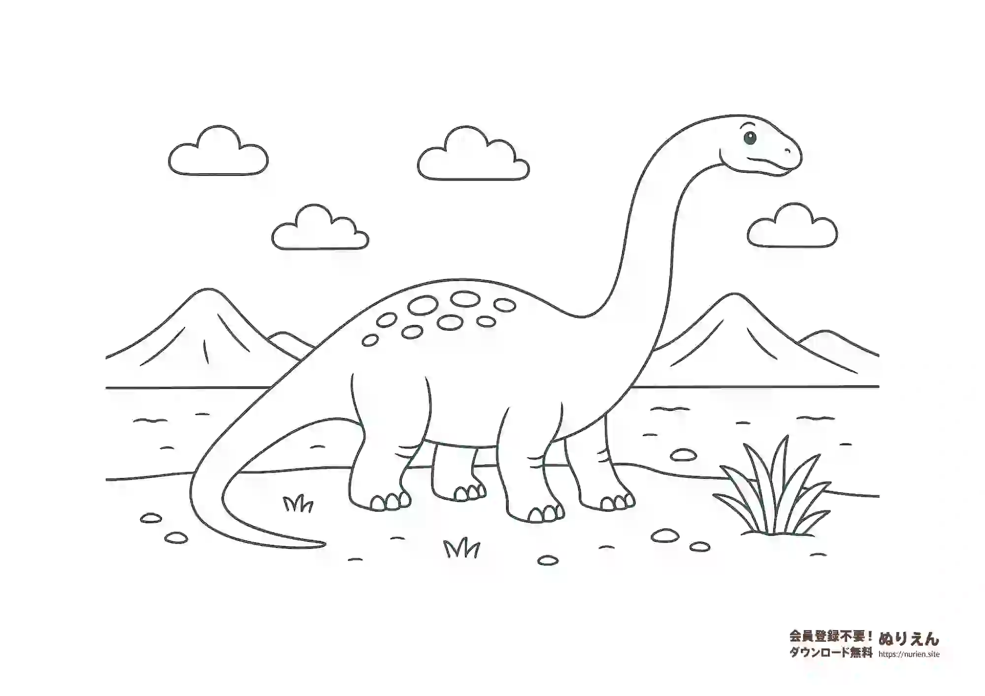アルゼンチノサウルス ぬりえ 無料 子ども向け 恐竜 塗り絵