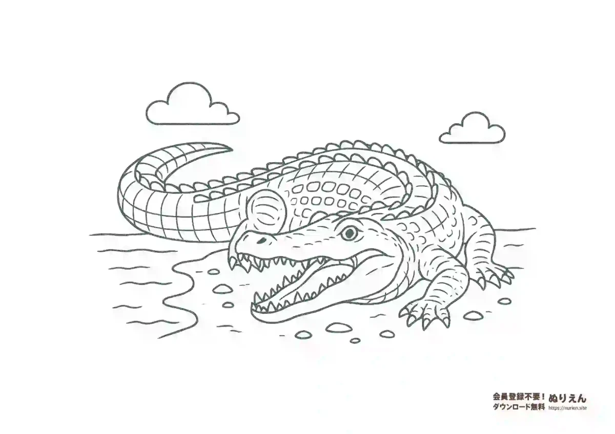 デイノスクスのぬりえ｜史上最大級のワニ型爬虫類