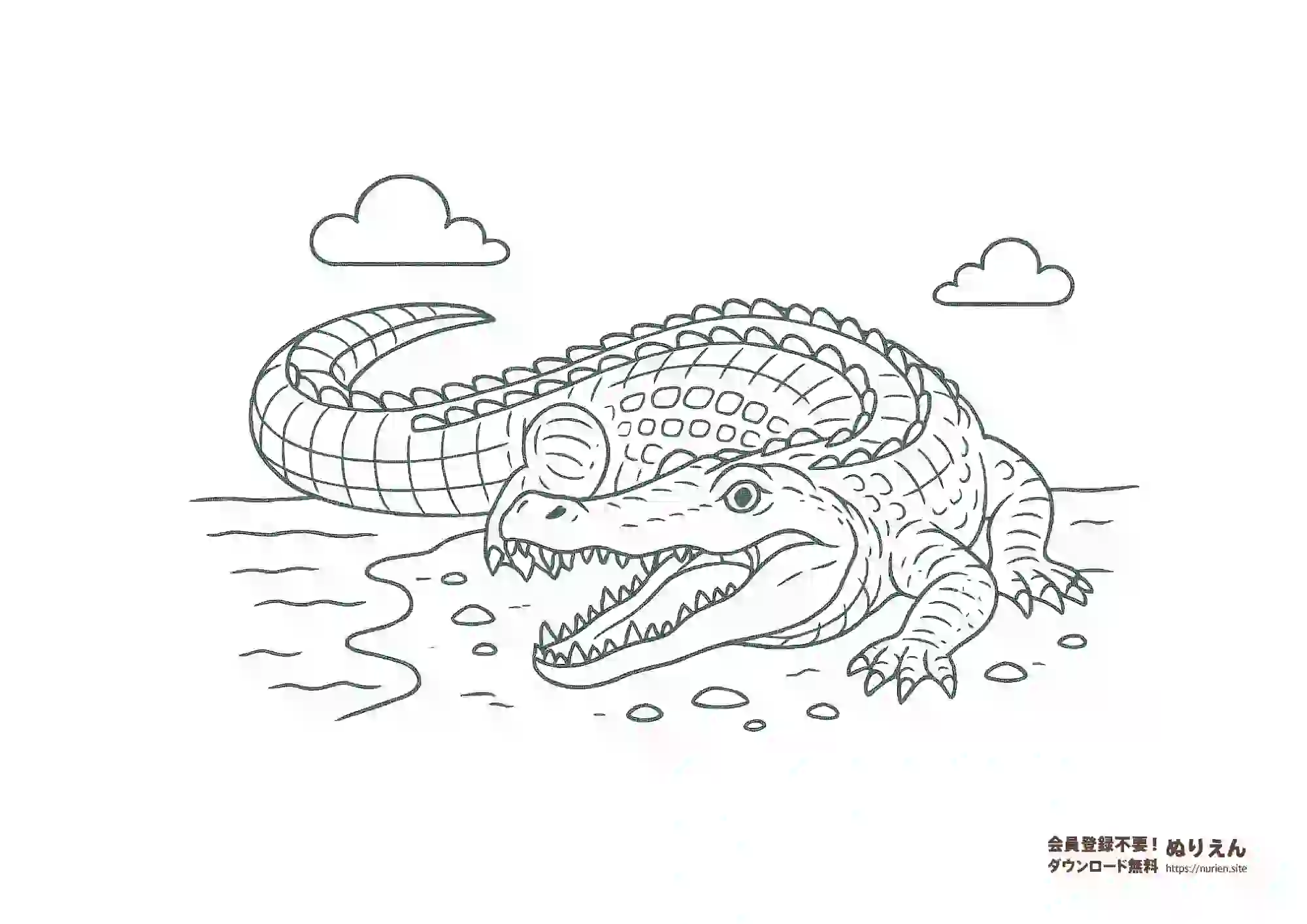 デイノスクスのぬりえ｜史上最大級のワニ型爬虫類