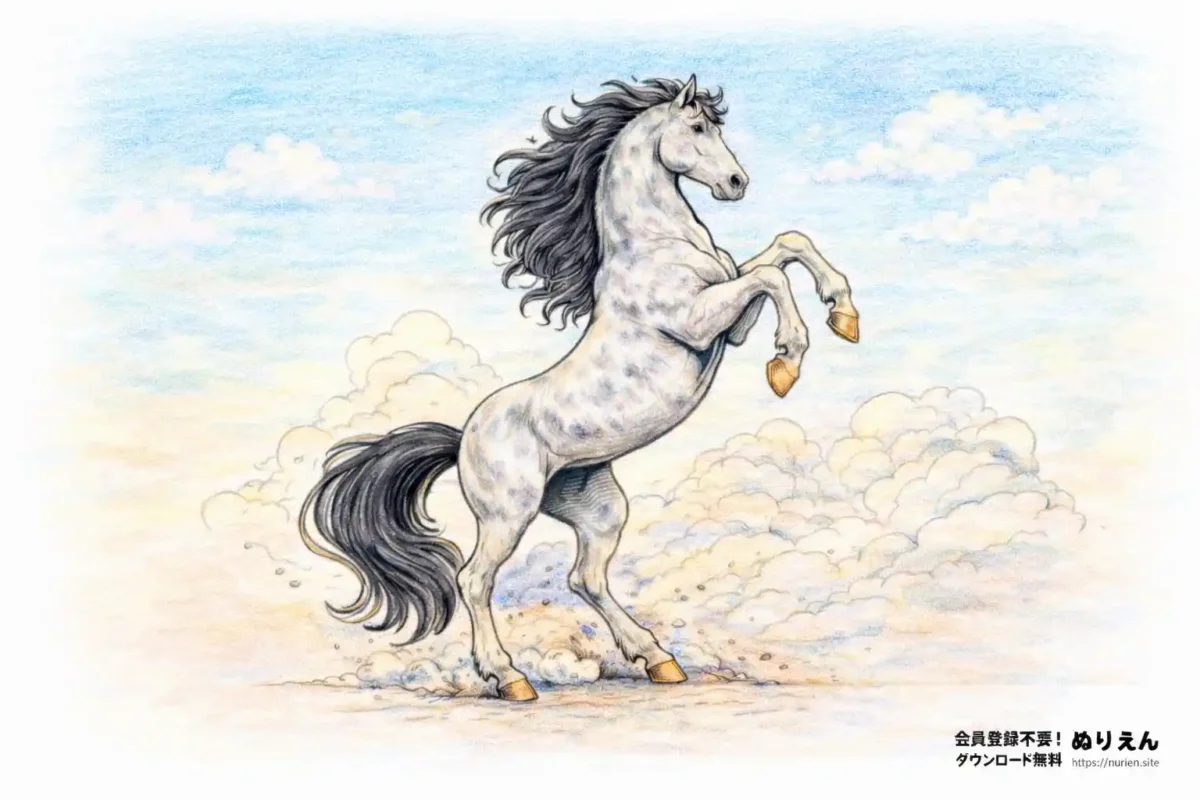 跳ね馬のぬりえ