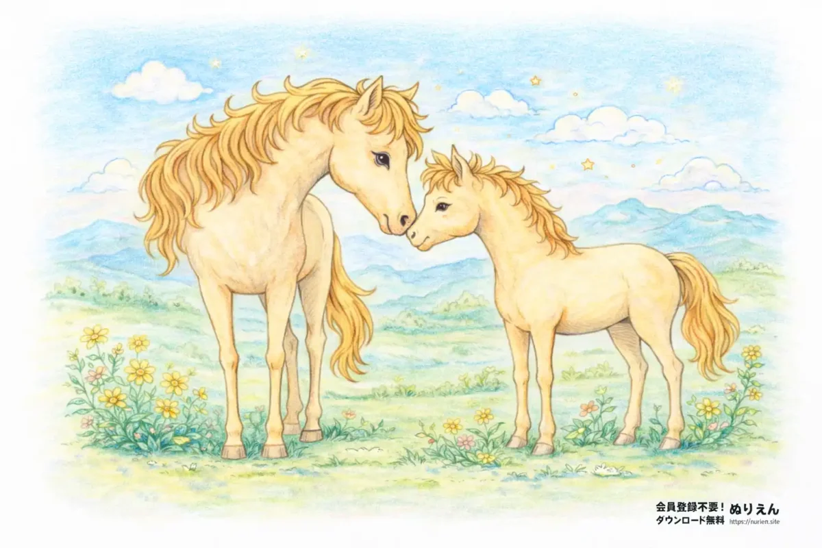 午の親子のぬりえ